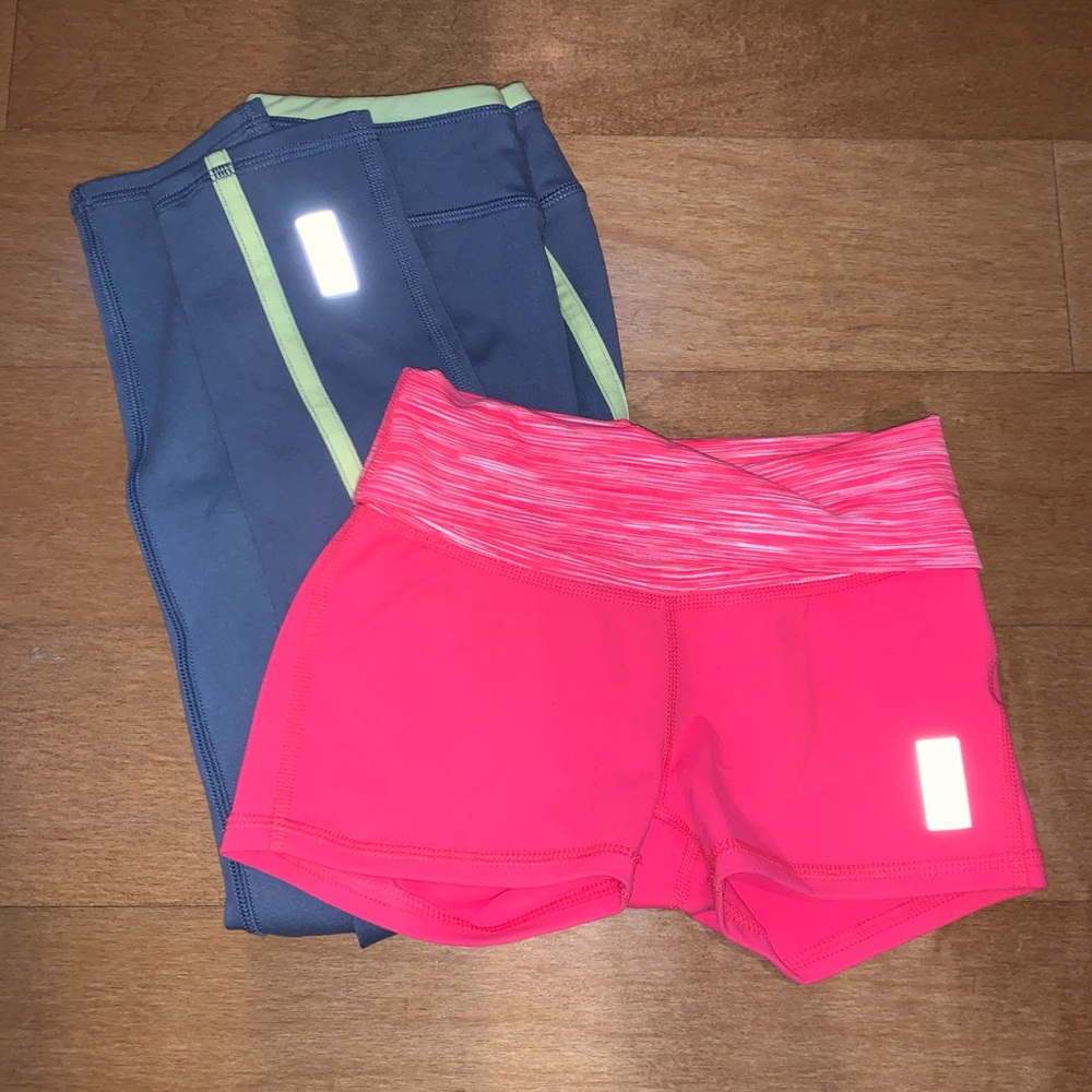 LOT 2 Zella girls 7/8 legging and shorts